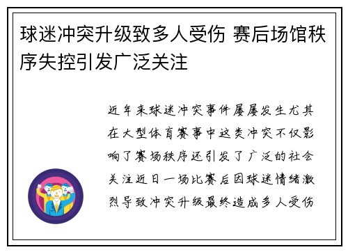 球迷冲突升级致多人受伤 赛后场馆秩序失控引发广泛关注